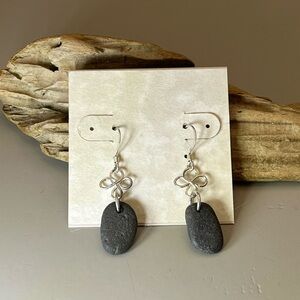 Elegant Silver and Gray BeachStone Earrings